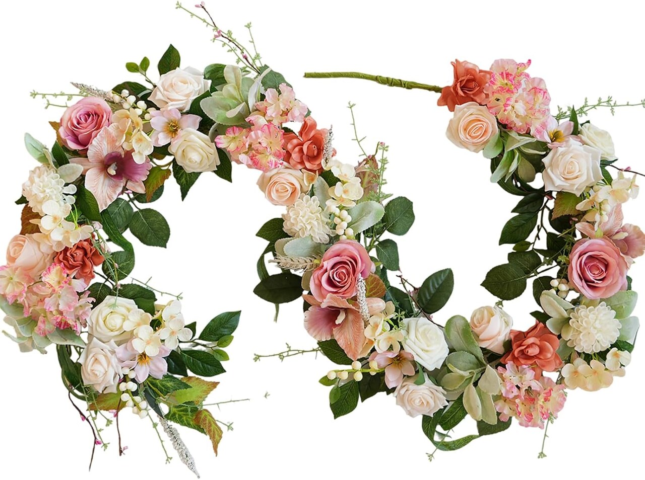 70" Spring Pink Rose Floral Garland – Blush Pink Artificial Flower Garland for Wedding Arch, Table Centerpiece, Mantle, Front Door, Wall & Romantic Home Decor